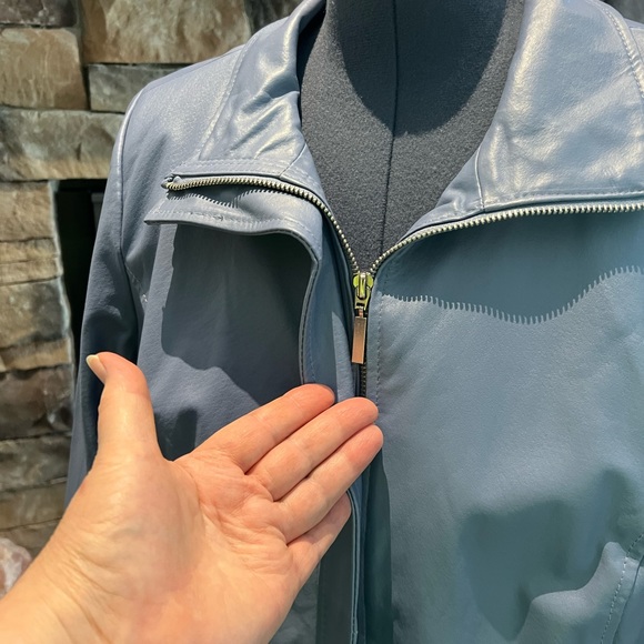 Dialogue Leather Icy Blue Size 1X Jacket - Picture 3 of 16